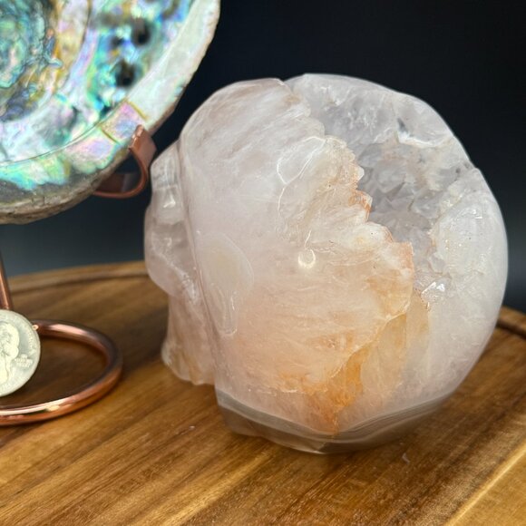 Orca Agate Skull Carving Quartz Pink Clear Neurology Neuro Surgery Office Decor - Picture 3 of 11